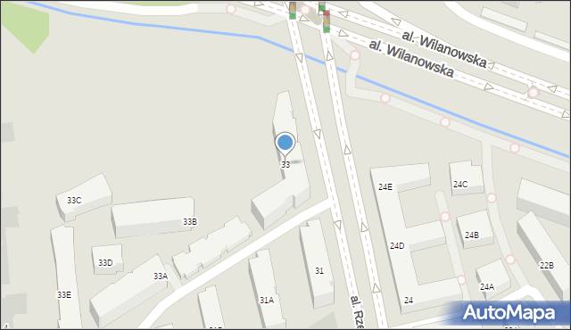 Warszawa, Aleja Rzeczypospolitej, 33, mapa Warszawy