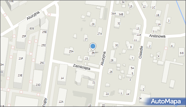 Warszawa, Aluzyjna, 25, mapa Warszawy