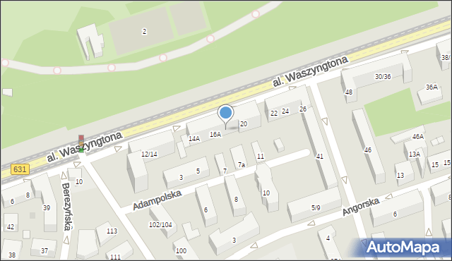 Warszawa, Aleja Waszyngtona Jerzego, 18, mapa Warszawy