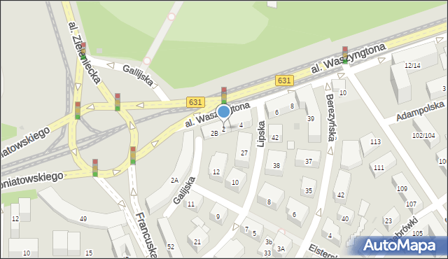 Warszawa, Aleja Waszyngtona Jerzego, 2, mapa Warszawy
