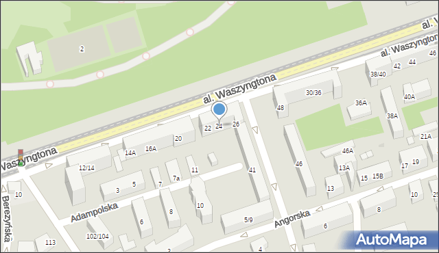 Warszawa, Aleja Waszyngtona Jerzego, 24, mapa Warszawy