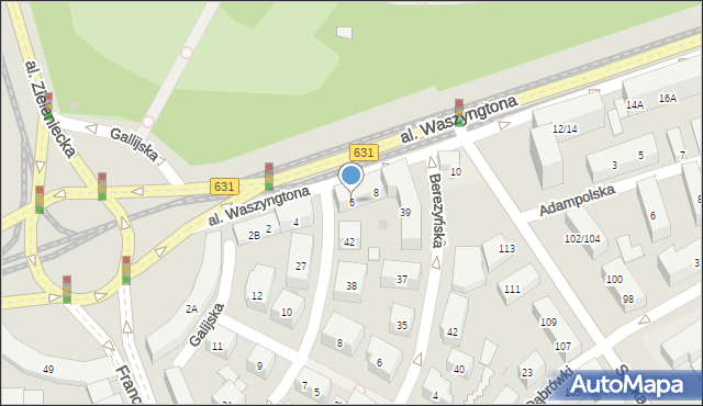 Warszawa, Aleja Waszyngtona Jerzego, 6, mapa Warszawy