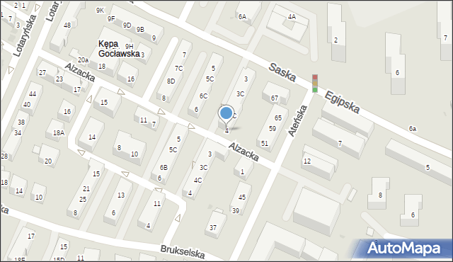 Warszawa, Alzacka, 4, mapa Warszawy
