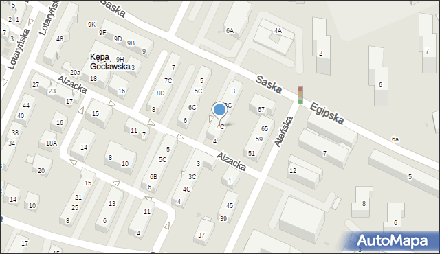 Warszawa, Alzacka, 4C, mapa Warszawy