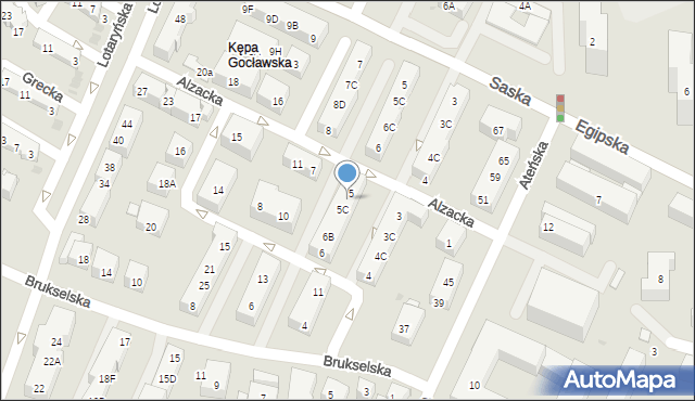 Warszawa, Alzacka, 5A, mapa Warszawy