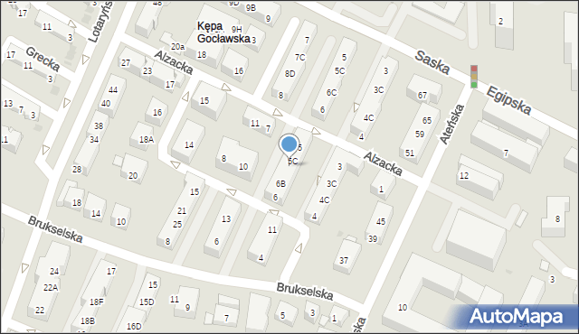 Warszawa, Alzacka, 5D, mapa Warszawy