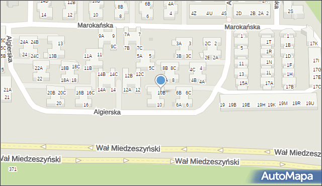 Warszawa, Algierska, 10B, mapa Warszawy
