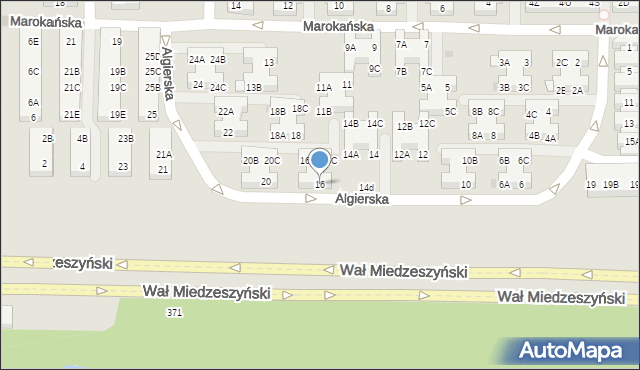 Warszawa, Algierska, 16, mapa Warszawy