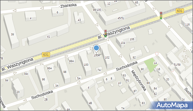 Warszawa, Aleja Waszyngtona Jerzego, 100A, mapa Warszawy