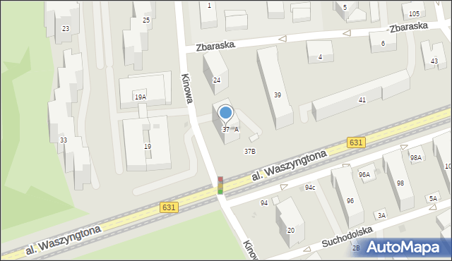 Warszawa, Aleja Waszyngtona Jerzego, 37, mapa Warszawy