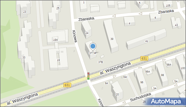 Warszawa, Aleja Waszyngtona Jerzego, 37A, mapa Warszawy