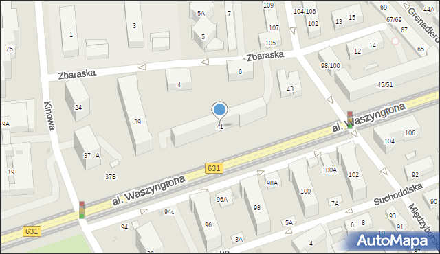 Warszawa, Aleja Waszyngtona Jerzego, 41, mapa Warszawy