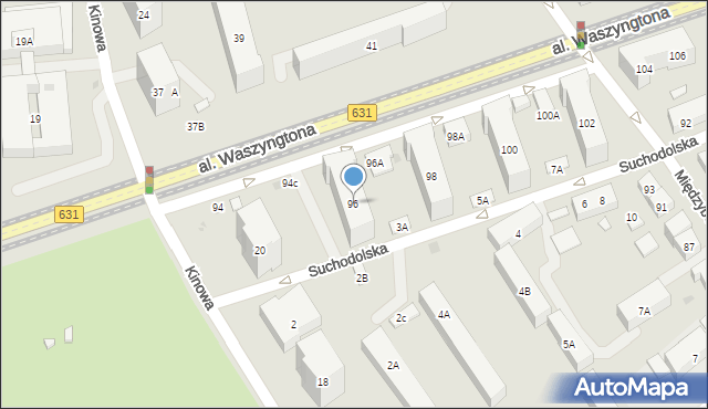 Warszawa, Aleja Waszyngtona Jerzego, 96, mapa Warszawy