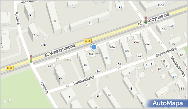 Warszawa, Aleja Waszyngtona Jerzego, 96B, mapa Warszawy