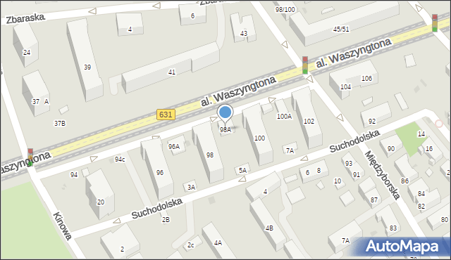 Warszawa, Aleja Waszyngtona Jerzego, 98A, mapa Warszawy