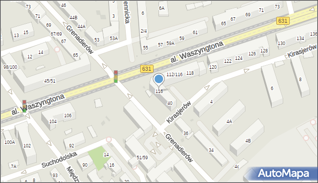 Warszawa, Aleja Waszyngtona Jerzego, 116, mapa Warszawy