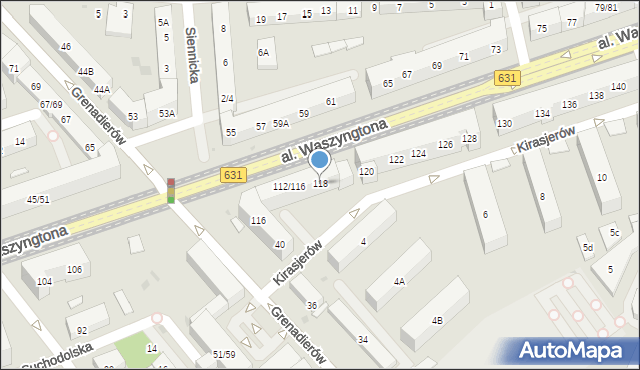 Warszawa, Aleja Waszyngtona Jerzego, 118, mapa Warszawy