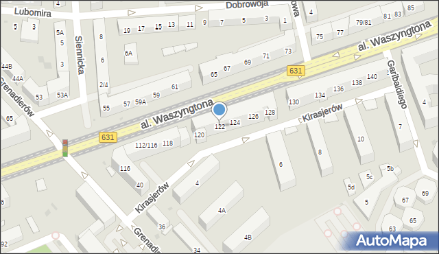 Warszawa, Aleja Waszyngtona Jerzego, 122, mapa Warszawy
