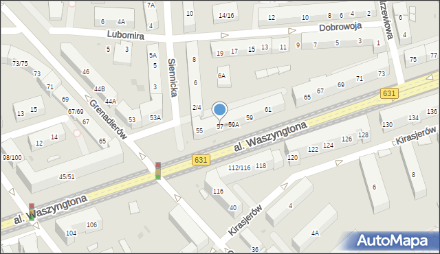 Warszawa, Aleja Waszyngtona Jerzego, 57, mapa Warszawy
