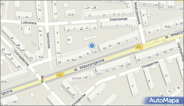 Warszawa, Aleja Waszyngtona Jerzego, 63, mapa Warszawy
