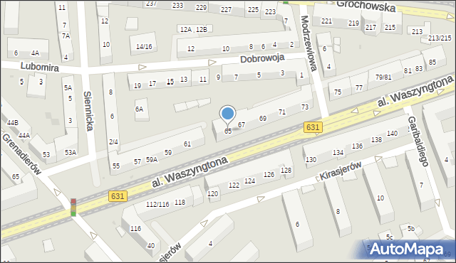 Warszawa, Aleja Waszyngtona Jerzego, 65, mapa Warszawy