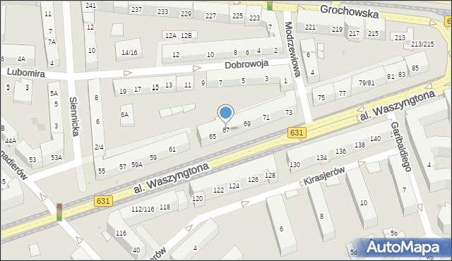Warszawa, Aleja Waszyngtona Jerzego, 67, mapa Warszawy