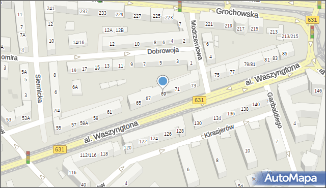 Warszawa, Aleja Waszyngtona Jerzego, 69, mapa Warszawy