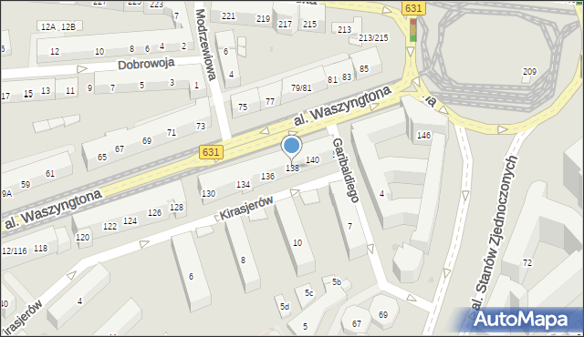 Warszawa, Aleja Waszyngtona Jerzego, 138, mapa Warszawy