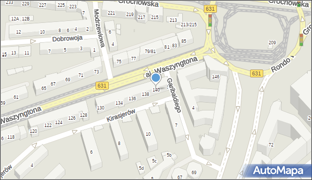 Warszawa, Aleja Waszyngtona Jerzego, 140, mapa Warszawy