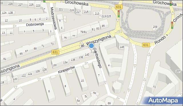 Warszawa, Aleja Waszyngtona Jerzego, 142, mapa Warszawy