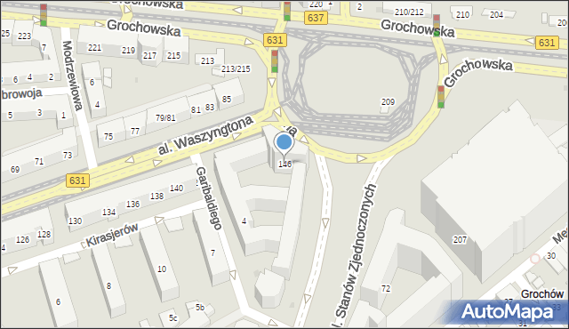 Warszawa, Aleja Waszyngtona Jerzego, 146, mapa Warszawy
