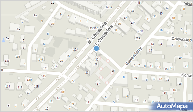 Warszawa, Aleja Chruściela-Montera Antoniego, gen., 32, mapa Warszawy