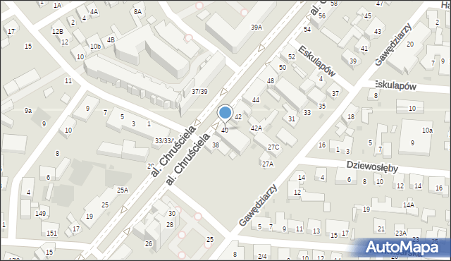 Warszawa, Aleja Chruściela-Montera Antoniego, gen., 40, mapa Warszawy