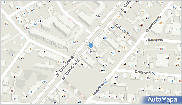 Warszawa, Aleja Chruściela-Montera Antoniego, gen., 42, mapa Warszawy