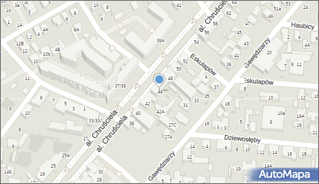 Warszawa, Aleja Chruściela-Montera Antoniego, gen., 44, mapa Warszawy
