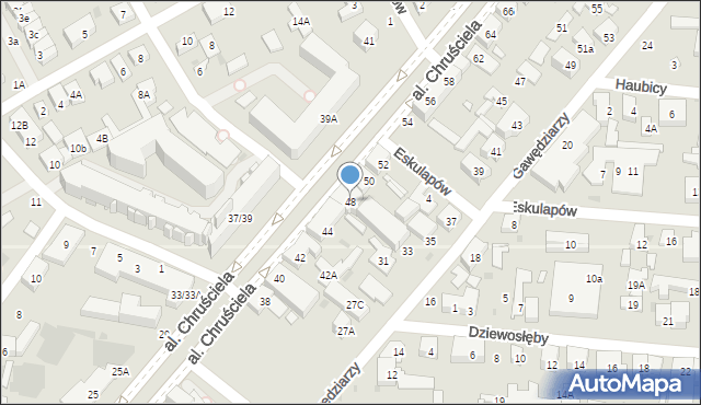 Warszawa, Aleja Chruściela-Montera Antoniego, gen., 48, mapa Warszawy