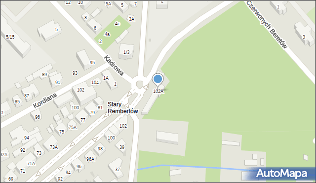 Warszawa, Aleja Chruściela-Montera Antoniego, gen., 102A, mapa Warszawy