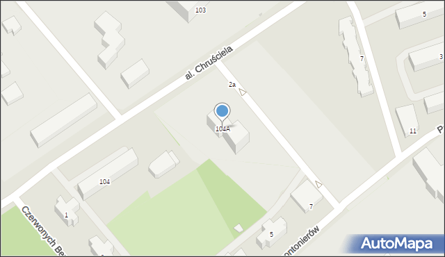 Warszawa, Aleja Chruściela-Montera Antoniego, gen., 104A, mapa Warszawy