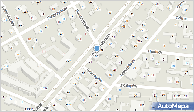 Warszawa, Aleja Chruściela-Montera Antoniego, gen., 56, mapa Warszawy