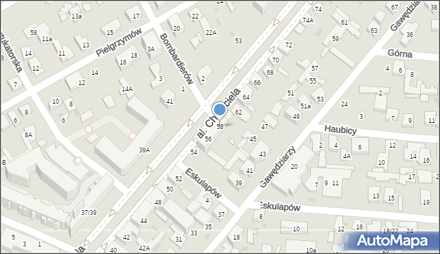 Warszawa, Aleja Chruściela-Montera Antoniego, gen., 58, mapa Warszawy