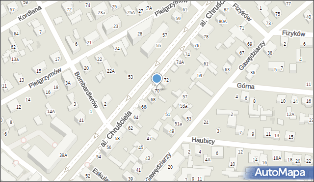Warszawa, Aleja Chruściela-Montera Antoniego, gen., 70, mapa Warszawy
