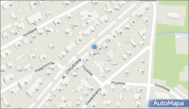 Warszawa, Aleja Chruściela-Montera Antoniego, gen., 86, mapa Warszawy