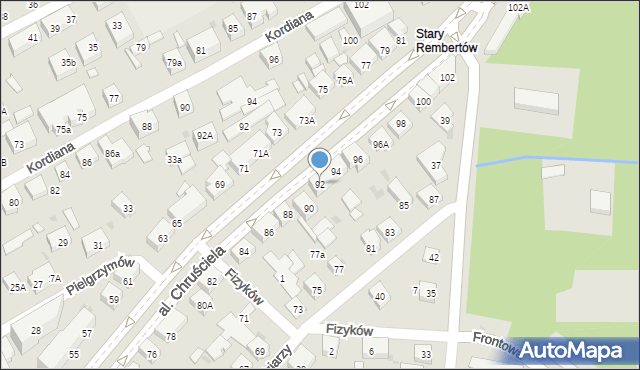 Warszawa, Aleja Chruściela-Montera Antoniego, gen., 92, mapa Warszawy