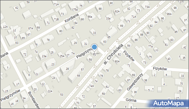 Warszawa, Aleja Chruściela-Montera Antoniego, gen., 61, mapa Warszawy