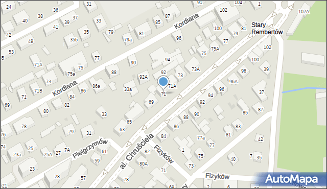 Warszawa, Aleja Chruściela-Montera Antoniego, gen., 71, mapa Warszawy