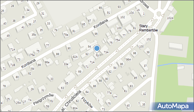 Warszawa, Aleja Chruściela-Montera Antoniego, gen., 73, mapa Warszawy