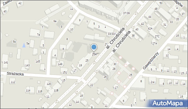 Warszawa, Aleja Chruściela-Montera Antoniego, gen., 25A, mapa Warszawy