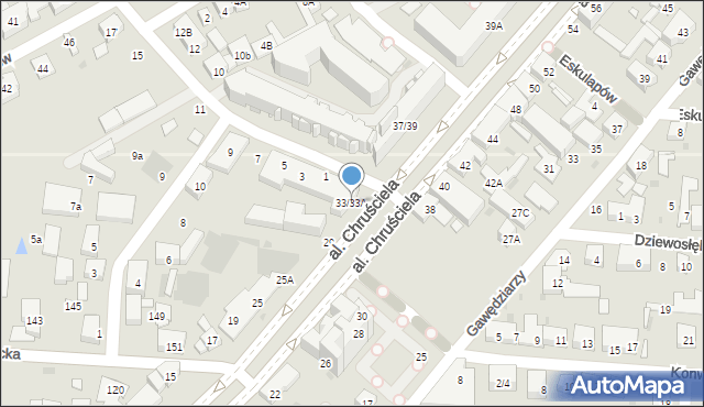 Warszawa, Aleja Chruściela-Montera Antoniego, gen., 33/33A, mapa Warszawy