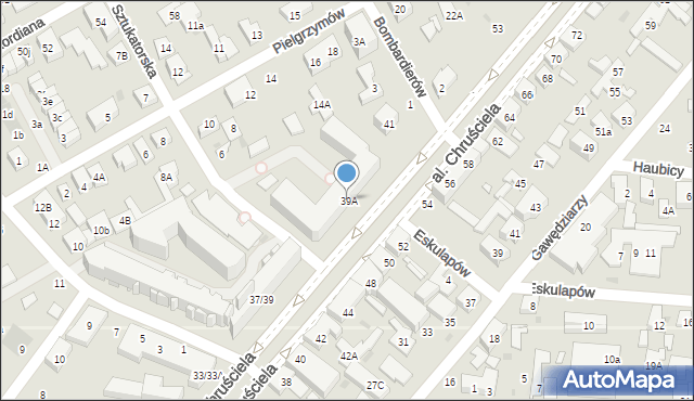 Warszawa, Aleja Chruściela-Montera Antoniego, gen., 39A, mapa Warszawy