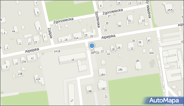 Warszawa, Alpejska, 18, mapa Warszawy